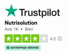 NutriSolution sur Trustpilot : note de 4,2 sur 5, environ 1 000 avis, entreprise vérifiée